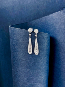 LUOWEND 18K White Gold Natural Diamond Earrings for Women