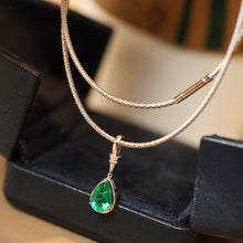 Load image into Gallery viewer, LUOWEND 18K White Gold Fine Jewelry Natural Emerald Necklace for Women
