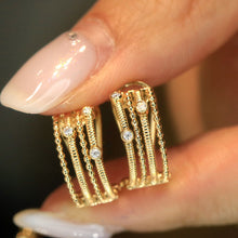 Load image into Gallery viewer, LUOWEND 18K Yellow Gold Real Natural Diamond Hoop Earrings for Women

