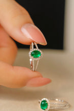 Load image into Gallery viewer, LUOWEND 18K White Gold Real Natural Emerald Ring for Women
