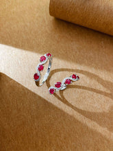 Load image into Gallery viewer, LUOWEND 18K White Gold Real Natural Diamond and Ruby Ring for Women
