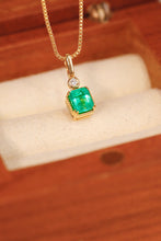 Load image into Gallery viewer, LUOWEND 18K Yellow Gold Real Natural Emerald and Diamond Gemstone Necklace for Women
