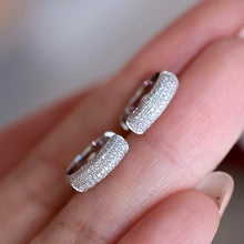 Load image into Gallery viewer, LUOWEND 18K White Gold Real Natural Diamond Hoop Earrings for Women
