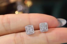 Load image into Gallery viewer, LUOWEND 18K White Gold Real Natural Diamond Stud Earrings for Women
