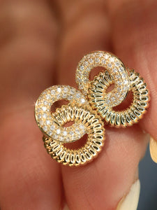LUOWEND 18K White/Yellow Gold Natural Diamond Earrings for Women