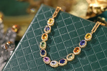 Load image into Gallery viewer, LUOWEND 18K Yellow Gold Real Natural Diamond and Aquamarine Bracelet for Women
