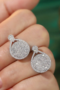 LUOWEND 18K White Gold Natural Diamond Stud Earrings for Women