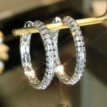 Load image into Gallery viewer, LUOWEND 18K White Gold Real Natural Diamond Earrings for Women
