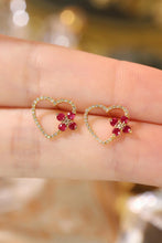 Load image into Gallery viewer, LUOWEND 18K Yellow Gold Real Natural Ruby and Diamond Gemstone Earrings for Women
