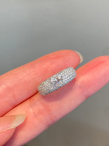 LUOWEND 18K White Gold Natural Diamond Ring for Women