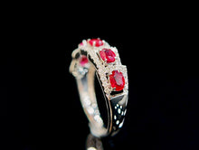 Load image into Gallery viewer, LUOWEND 18K White Gold Real Natural Diamond and Ruby Ring for Women
