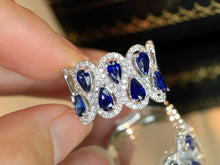 Load image into Gallery viewer, LUOWEND 18K White Gold Natural Diamond and Sapphire Ring for Women

