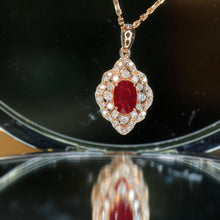 Load image into Gallery viewer, LUOWEND 18K Rose Gold Natural Ruby Necklace for Women

