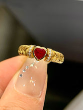 Load image into Gallery viewer, LUOWEND 18K Yellow Gold Natural Ruby Ring for Women
