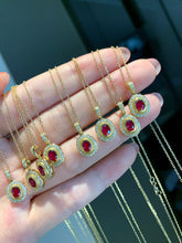 Load image into Gallery viewer, LUOWEND 18K Yellow Gold Real Natural Diamond and Ruby Necklace for Women
