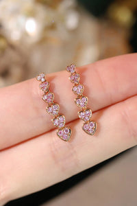 LUOWEND 18K Yellow Gold Real Natural Pink Diamond Drop Earrings for Women
