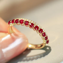 Load image into Gallery viewer, LUOWEND 18K Yellow Gold Fine Jewelry Natural Ruby Ring for Women
