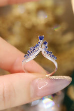 Load image into Gallery viewer, LUOWEND 18K White Gold Real Natural Diamond and Sapphire Ring for Women
