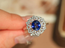 Load image into Gallery viewer, LUOWEND 18K White Gold Natural Sapphire Ring for Women

