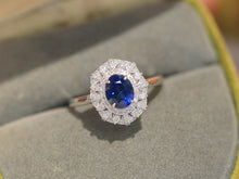 Load image into Gallery viewer, LUOWEND 18K White Gold Natural Sapphire Ring for Women
