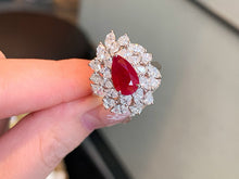 Load image into Gallery viewer, LUOWEND 18K White Gold Natural Ruby Ring for Women
