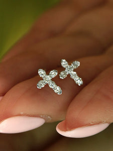 LUOWEND 18K White/Yellow Gold Natural Diamond Earrings for Women
