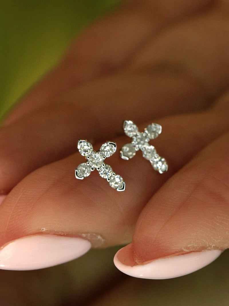 LUOWEND 18K White/Yellow Gold Natural Diamond Earrings for Women