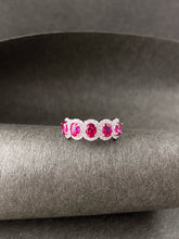 Load image into Gallery viewer, LUOWEND 18K White Gold Natural Diamond and Ruby Ring for Women
