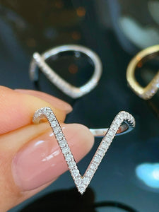 LUOWEND 18K White or Yellow Gold Natural Diamond Ring for Women