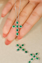 Load image into Gallery viewer, LUOWEND 18K White Gold Real Natural Diamond&amp;Emerald Necklace for Women
