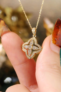 LUOWEND 18K Yellow Gold Natural Diamond Pendant Necklace for Women