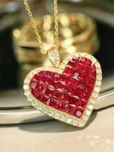 Load image into Gallery viewer, LUOWEND 18K Yellow Gold Natural Ruby Necklace for Women
