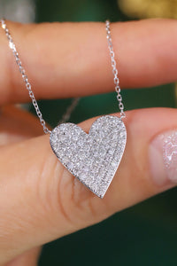 LUOWEND 18K White Gold Natural Diamond Pendant Necklace for Women