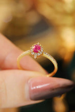 Load image into Gallery viewer, LUOWEND 18K Yellow Gold Real Natural Diamond and Ruby Ring for Women
