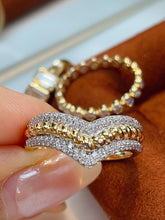 Load image into Gallery viewer, LUOWEND 18K White+Yellow Gold Fine Jewelry Real Natural Diamond Ring for Women
