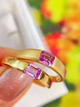 Load image into Gallery viewer, LUOWEND 18K Yellow Gold Natural Sapphire Ring for Women
