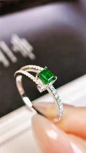 Load image into Gallery viewer, LUOWEND 18K White Gold Real Natural Emerald Ring for Women
