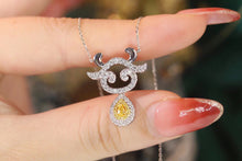 Load image into Gallery viewer, LUOWEND 18K White Gold Real Natural Yellow Diamond Necklace for Women

