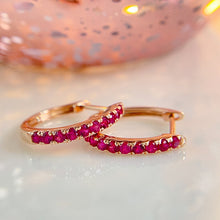Load image into Gallery viewer, LUOWEND 18K White/Yellow/Rose Gold Fine Jewelry Real Natural Ruby Earrings for Women
