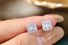 Load image into Gallery viewer, LUOWEND 18K White Gold Natural Diamond Stud Earrings for Women

