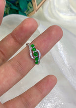 Load image into Gallery viewer, LUOWEND 18K White Gold Real Natural Diamond&amp;Jadeite Ring for Women
