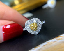 Load image into Gallery viewer, LUOWEND 18K White Gold Real Natural Yellow Diamond Ring for Women
