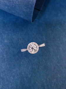 LUOWEND 18K White Gold Natural Diamond Ring for Women