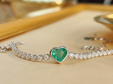 Load image into Gallery viewer, LUOWEND 18K White Gold Fine Jewelry Natural Emerald Bracelet for Women
