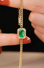 Load image into Gallery viewer, LUOWEND 18K Yellow Gold Real Natural Diamond&amp;Emerald Bracelet and Necklace for Women
