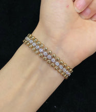 Load image into Gallery viewer, LUOWEND 18K White and Yellow Gold Real Natural Diamond Bracelet for Women
