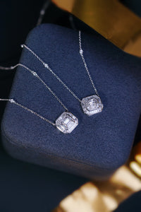 LUOWEND 18K White Gold Real Natural Diamond Pendant Necklace for Women