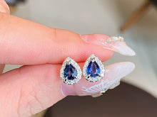 Load image into Gallery viewer, LUOWEND 18K White Gold Ntural Sapphire Earrings for Women
