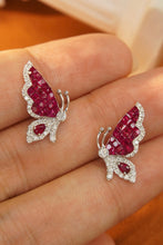 Load image into Gallery viewer, LUOWEND 18K White Gold Real Natural Ruby and Diamond Earrings for Women
