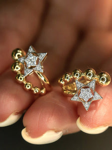 LUOWEND 18K Yellow Gold Natural Diamond Earrings for Women